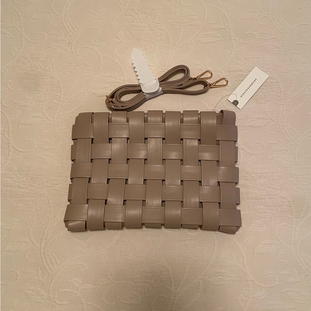ANTHROPOLOGIE Tan Woven Clutch crossbody purse